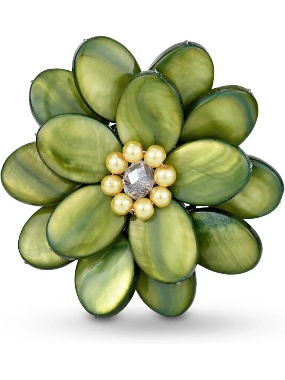 Lime Green Floral Mother of Pearl Brooch Pin | Handmade Women's Accessories